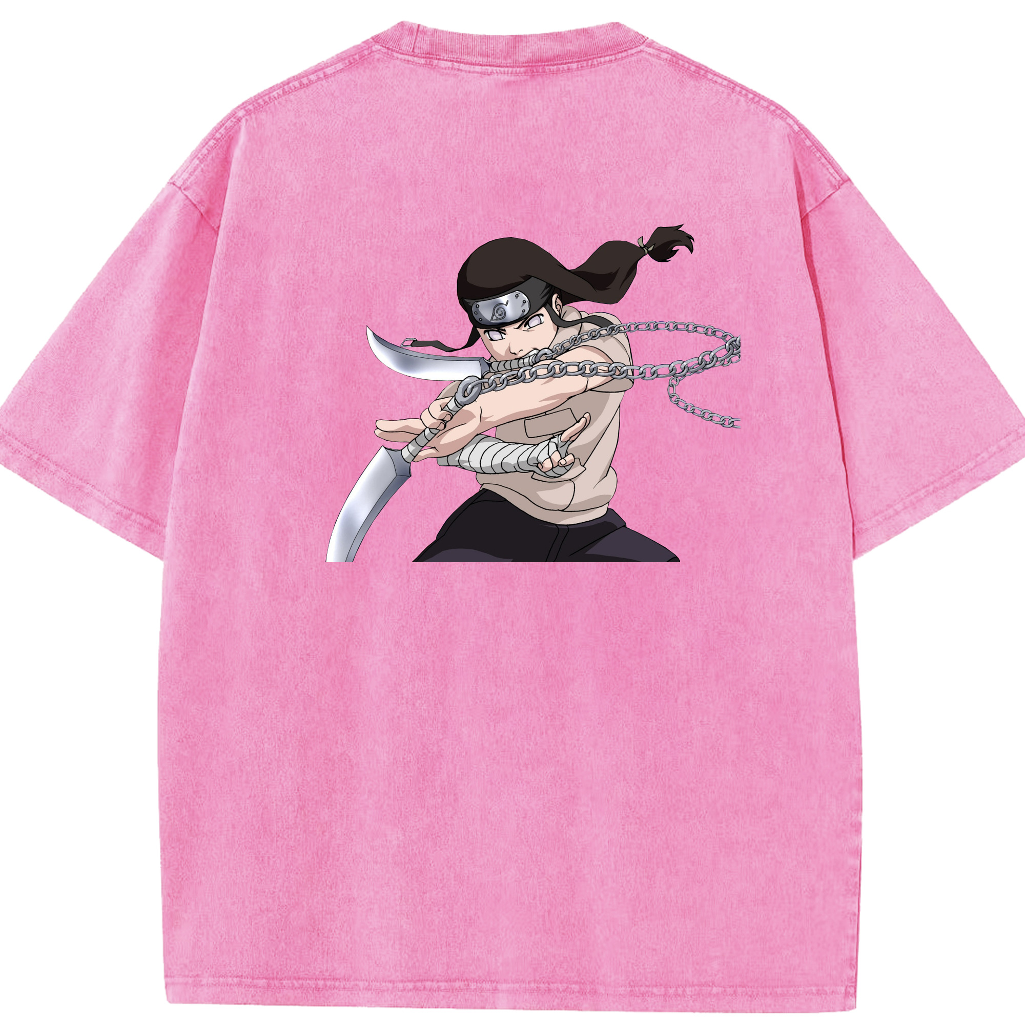 （画像用） NARUTO -ナルト- 日向ネジ Hyūga Neji 綿100% ヴィンテージ風 半袖Tシャツ（背面プリント）